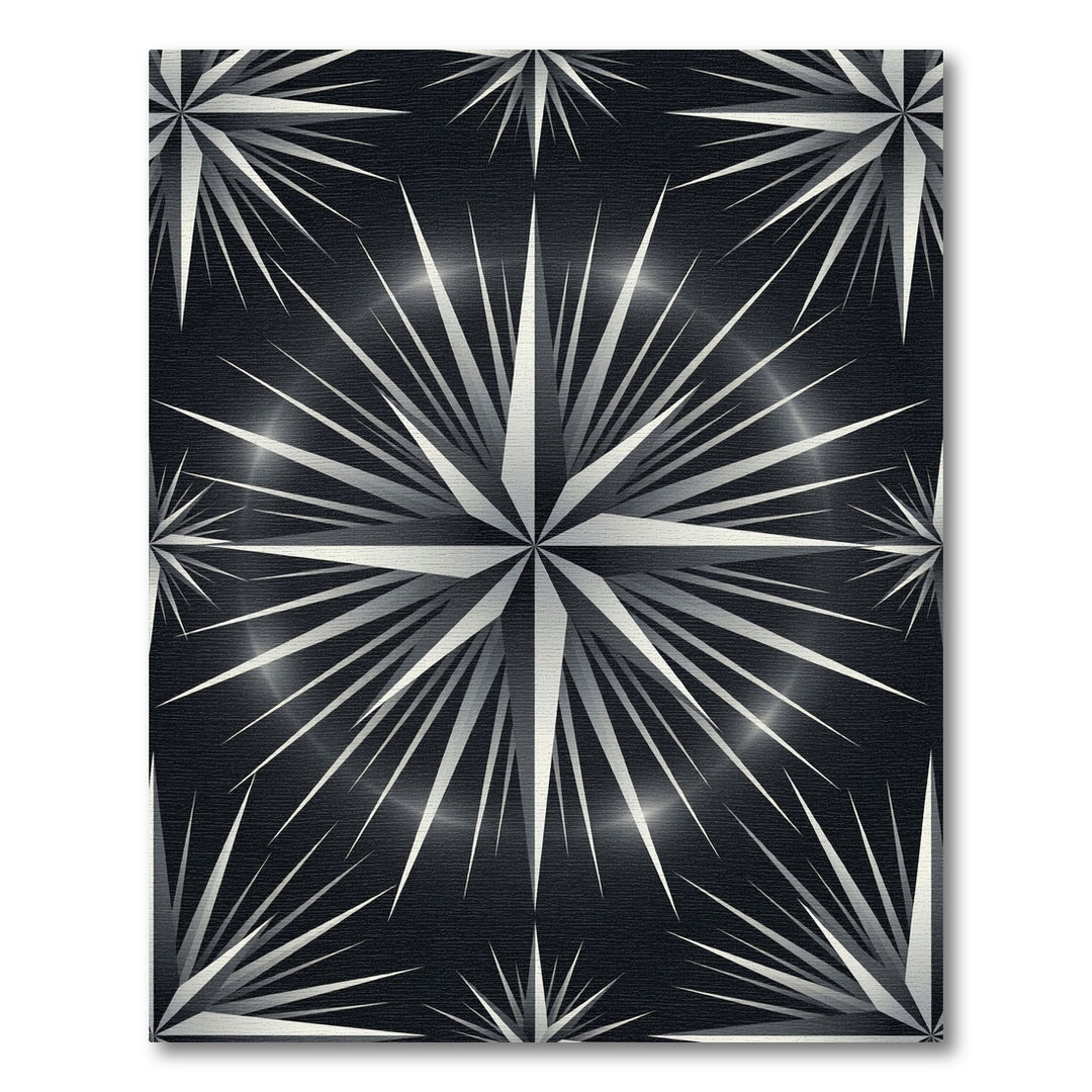 Modern Silver Starburst Geometric Rug