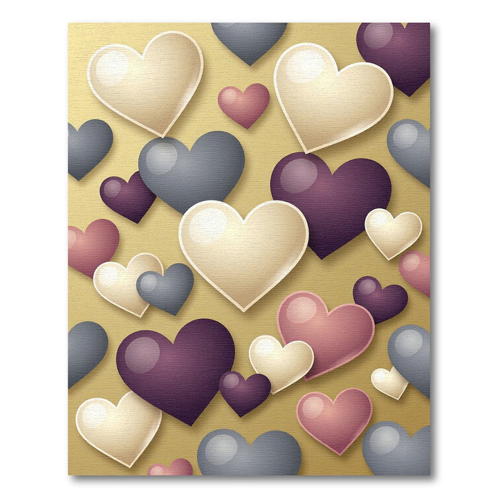 Elegant Heart Shapes Cream Plum Gray Rug