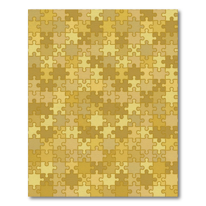 Golden Jigsaw Puzzle Tile Arrangement Rug
