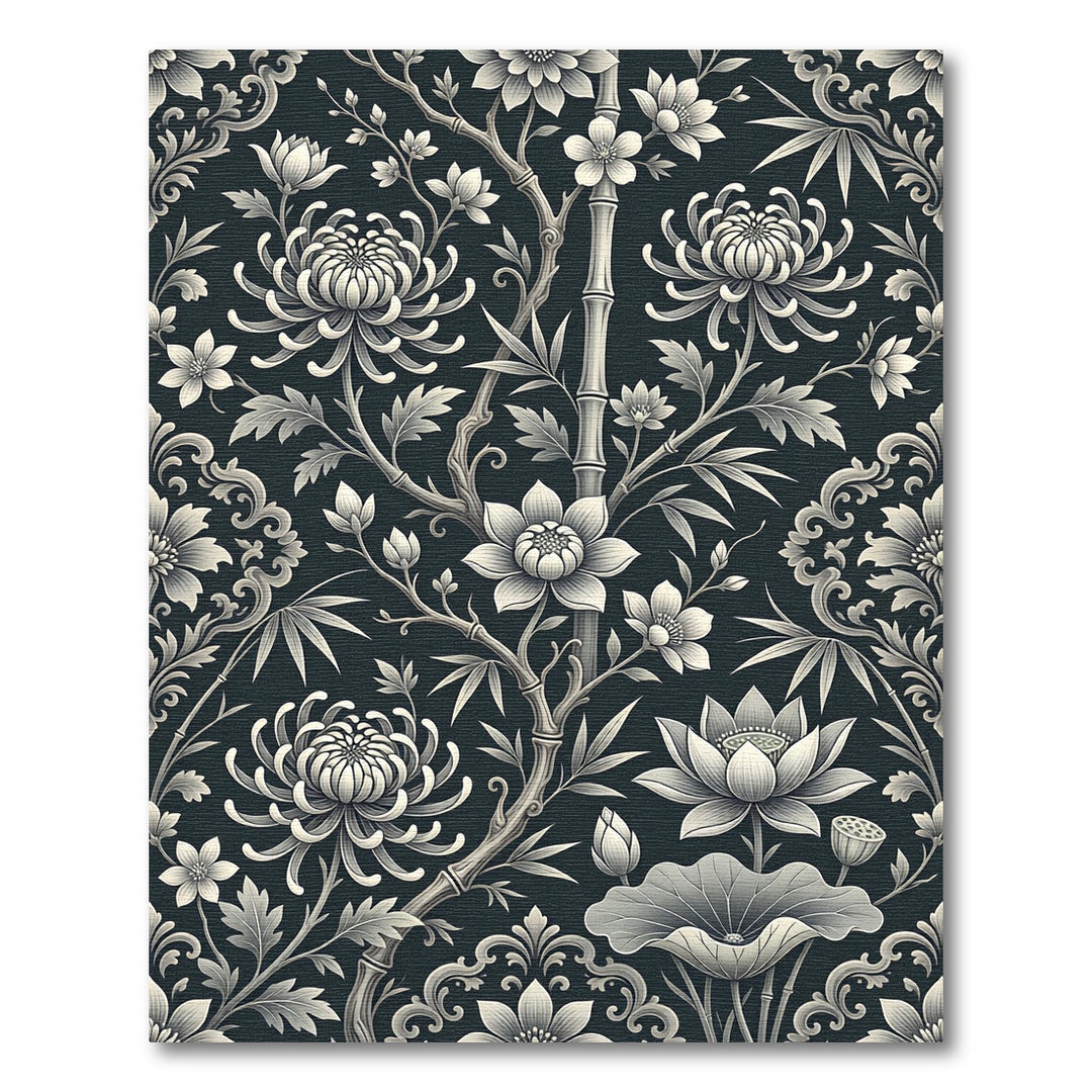 Elegant Chrysanthemum Lotus Bamboo Rug