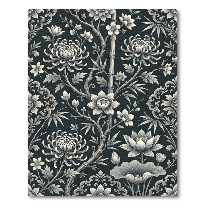 Elegant Chrysanthemum Lotus Bamboo Rug