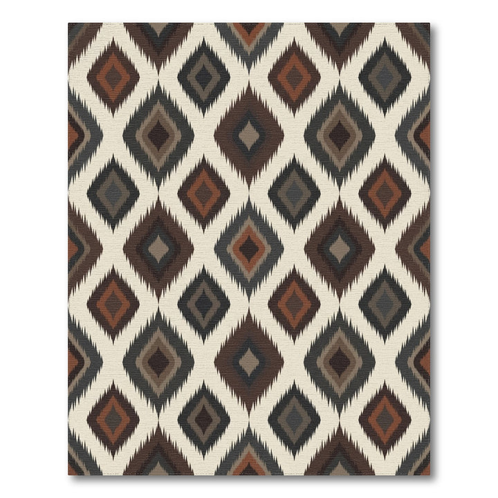 Earthy Diamond Ikat Applique Rug