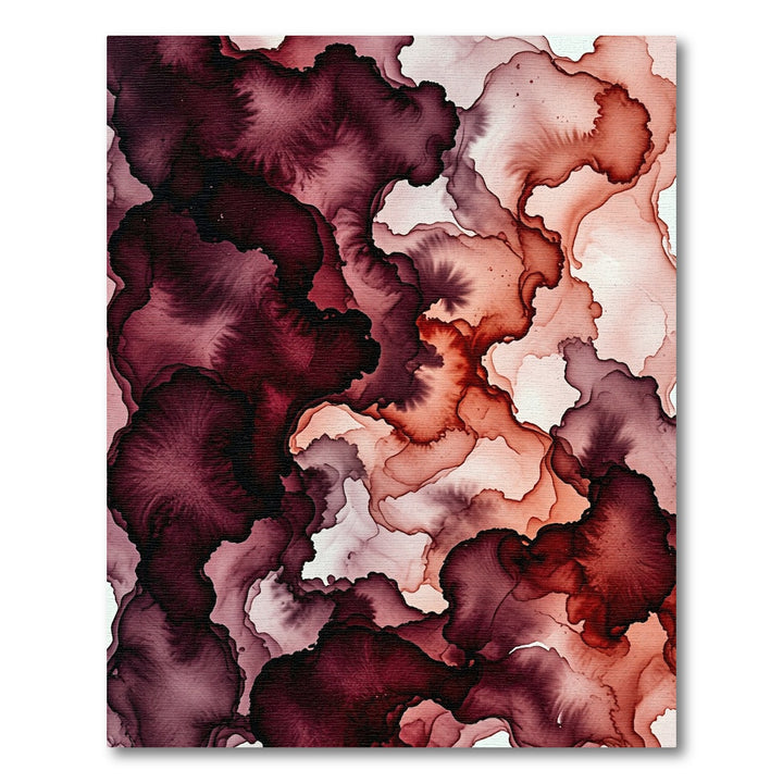 Crimson Ink Wash Abstract Rug