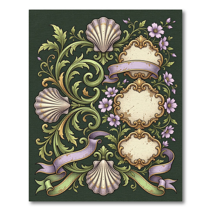 Vintage Seashell Floral Filigree Rug