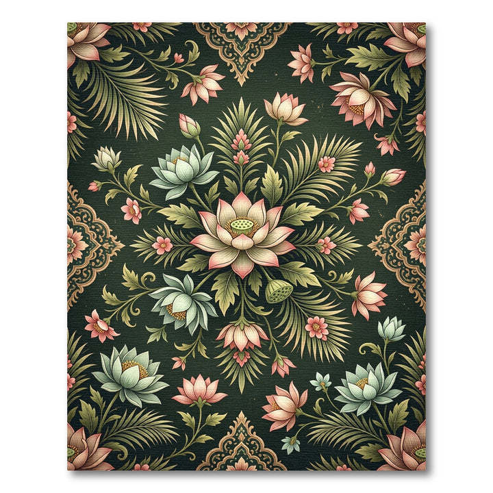 Vibrant Lotus Floral Botanical Rug