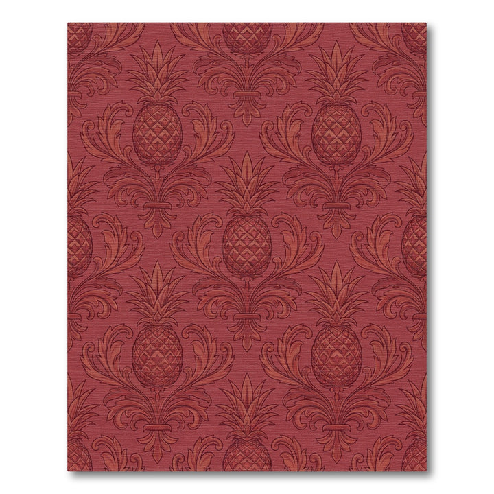 Red Damask Pineapple Medallion Rug