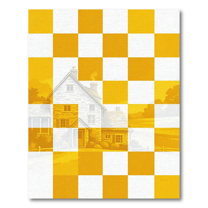 Checkerboard House Yellow Landscape Rug