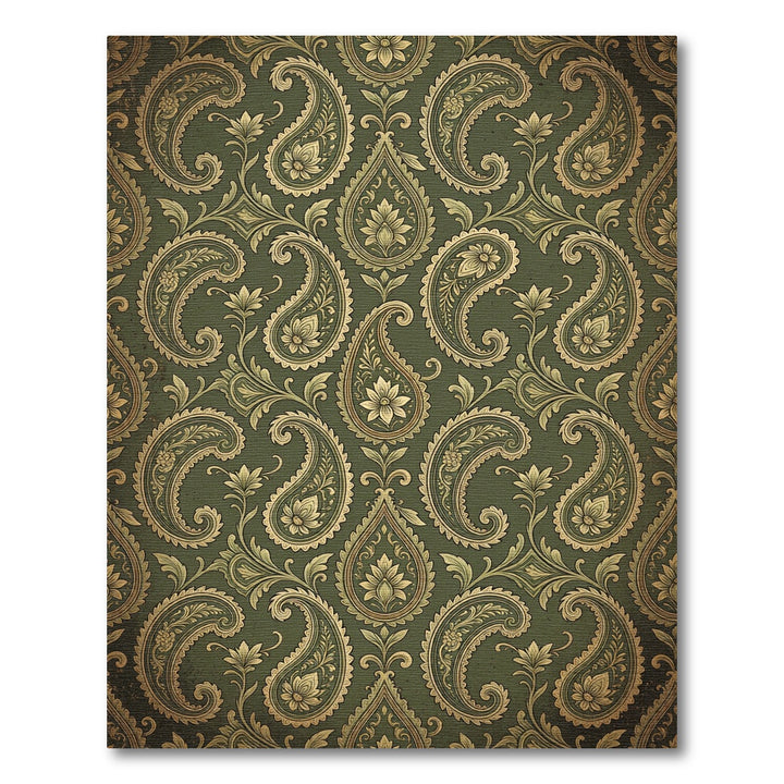 Golden Paisley Green Ornate Rug