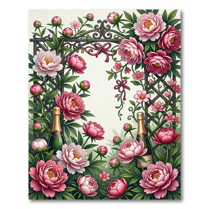Pink Peony Arch Champagne Beverage Rug
