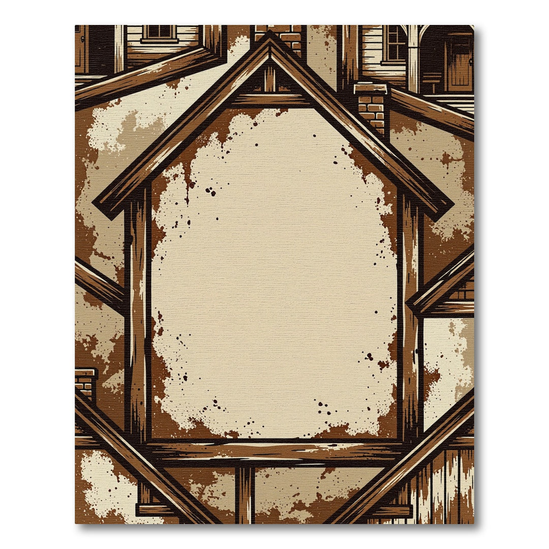 Rustic Wooden Barn House Frame Rug