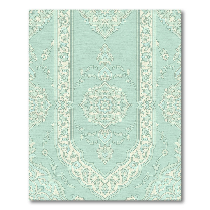 Soft Mint Floral Arch Medallion Rug