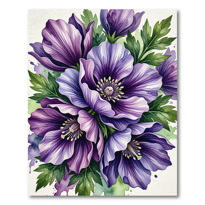 Purple Floral Bouquet Watercolor Rug