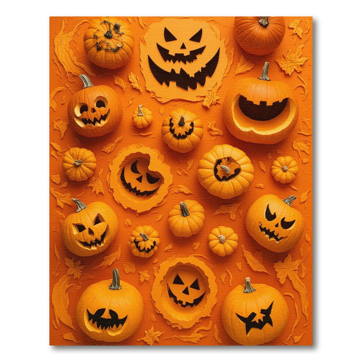 Orange Pumpkin Patch Jack-o'-Lantern Area Rug