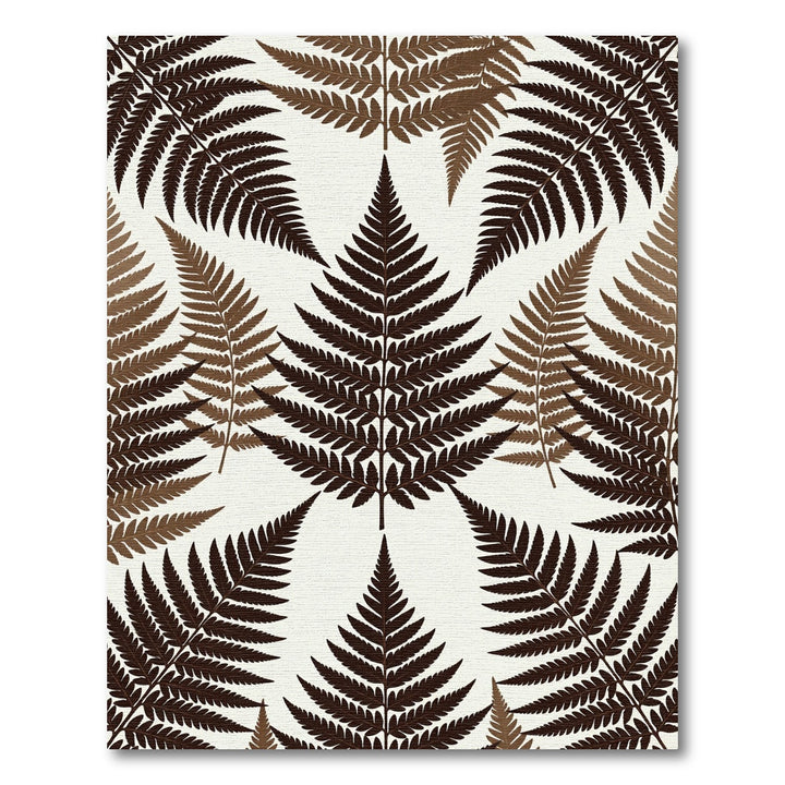 Earthy Brown Fern Leaf Composition Rug