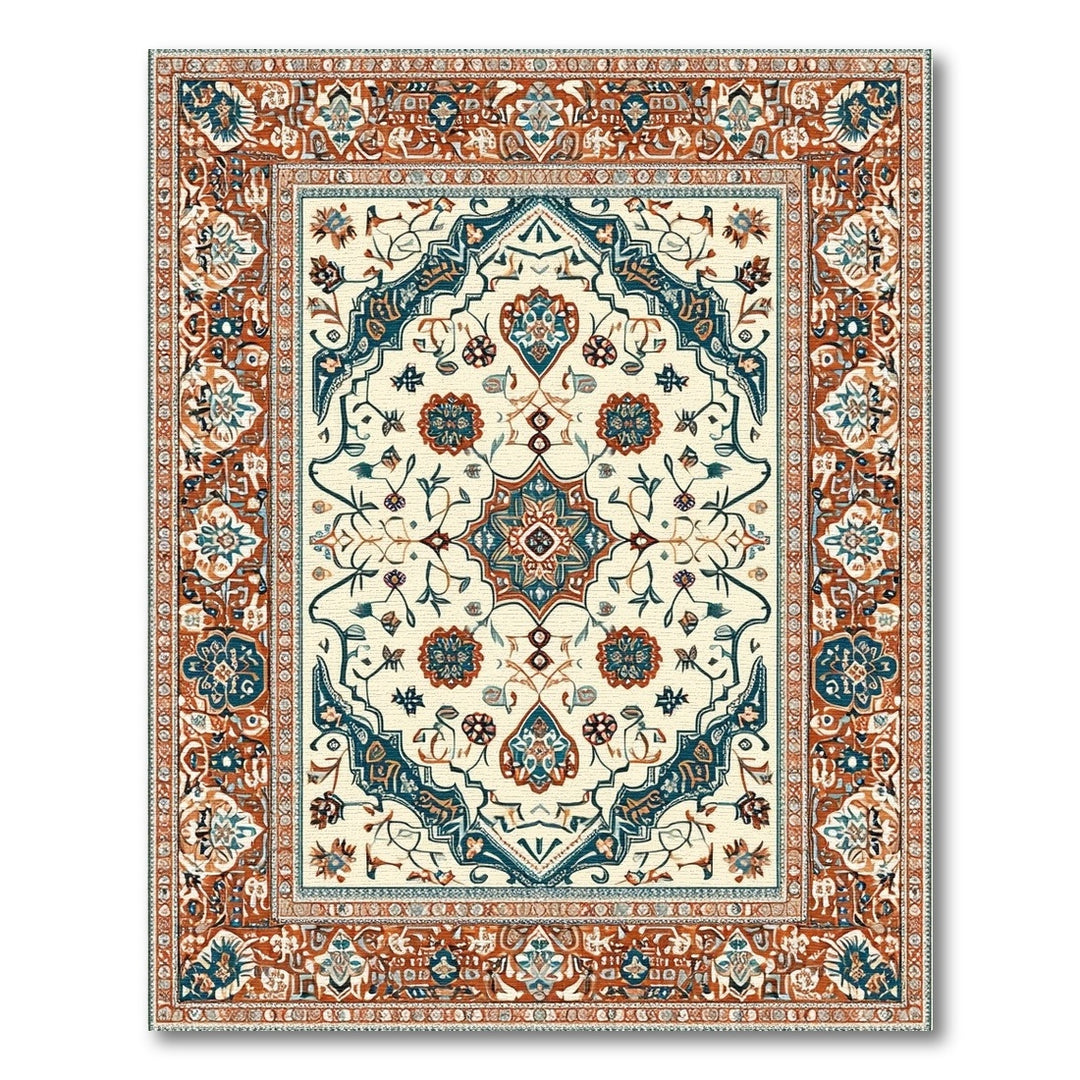 Traditional Persian Teal Blue Persian Medallion Area Rug