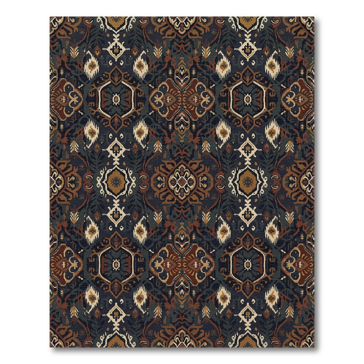 Ornate Earthy Jewel Tone Medallions Rug