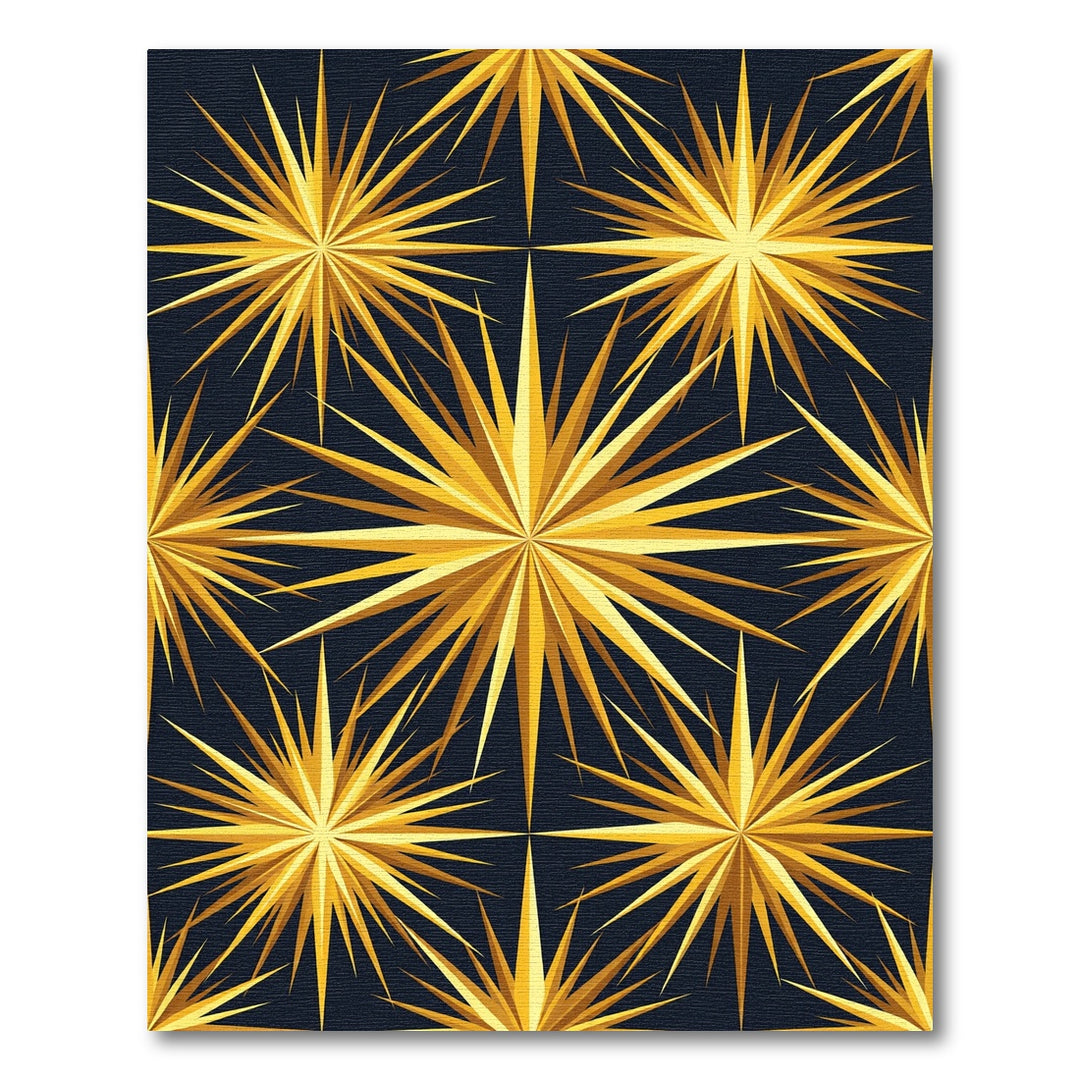 Golden Spiky Starburst Abstract Rug