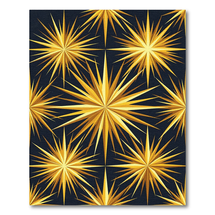 Golden Spiky Starburst Abstract Rug