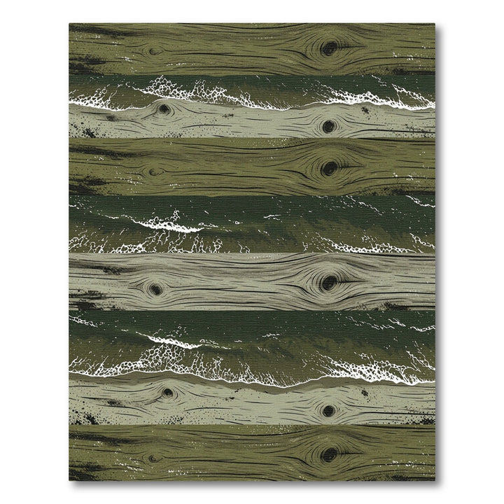 Rustic Wood Grain Ocean Wave Rug