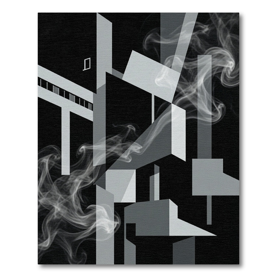 Monochromatic Abstract Geometric Smoke Rug