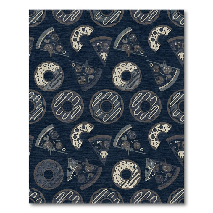 Dark Blue Pizza Donut Repeat Rug