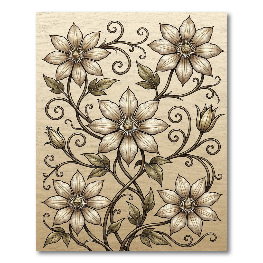 Antique Ivory Blossom Scrollwork Rug