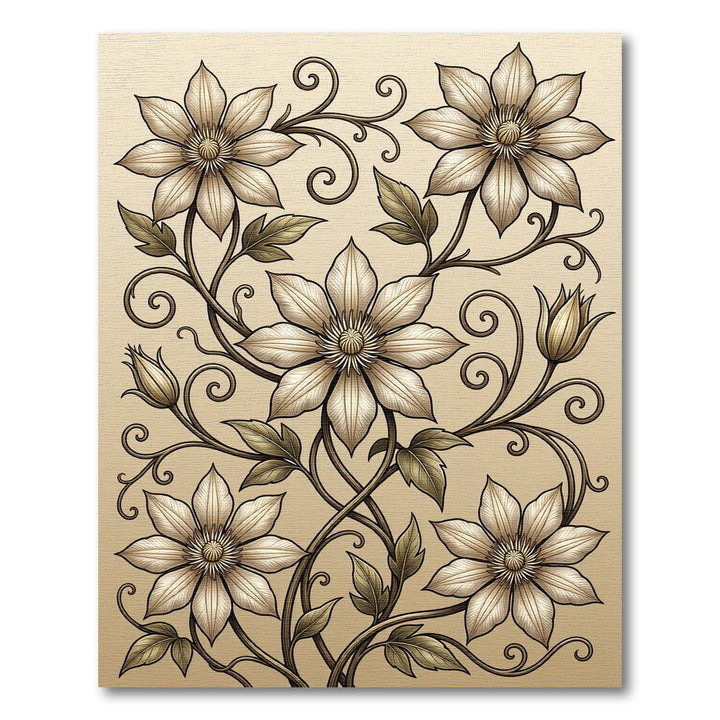 Antique Ivory Blossom Scrollwork Rug