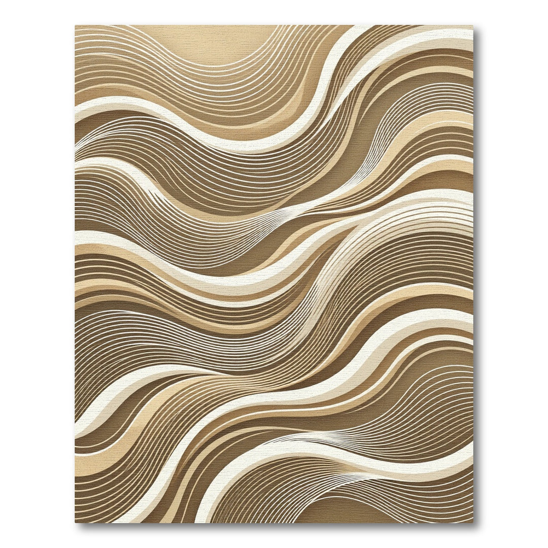 Wavy Tan and Cream Abstract Flow Rug