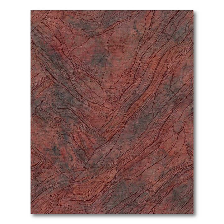 Crimson Stone Vein Textured Rug