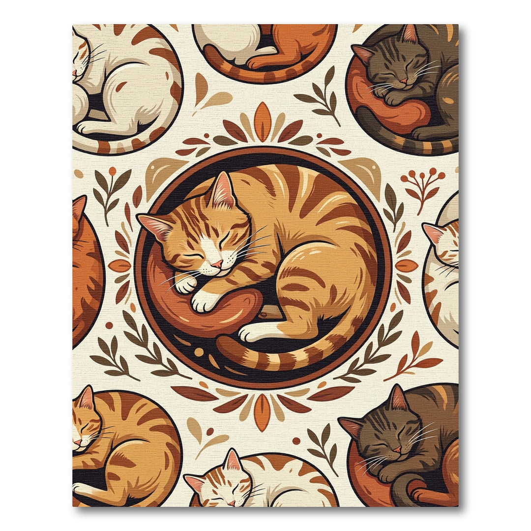 Cozy Feline Sleep Medley Rug