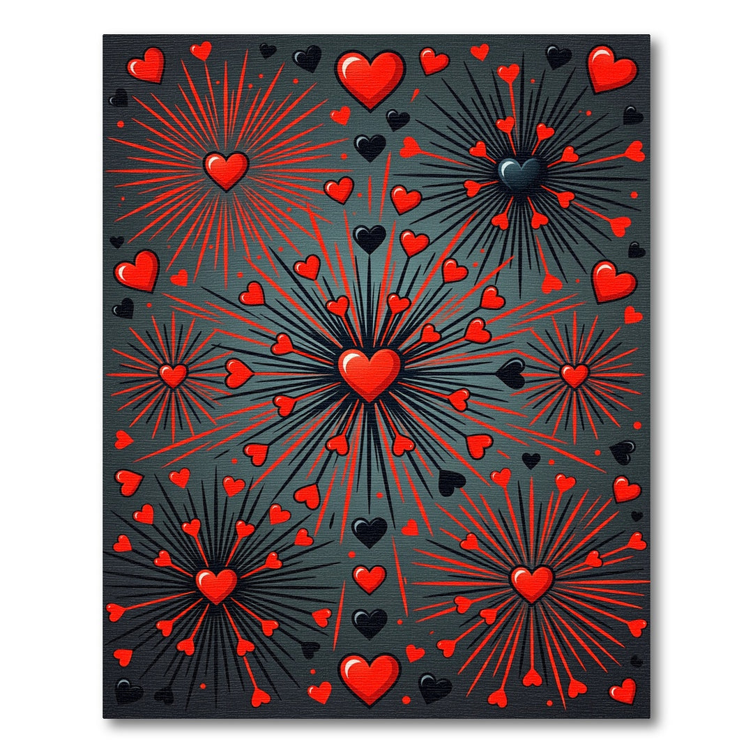 Explosive Red and Black Hearts Rug