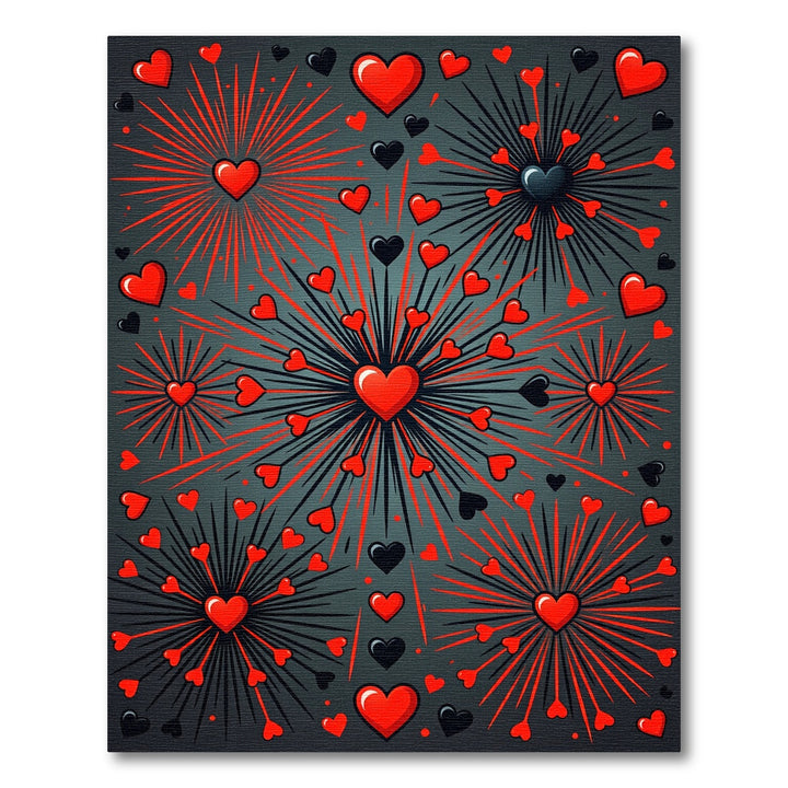 Explosive Red and Black Hearts Rug