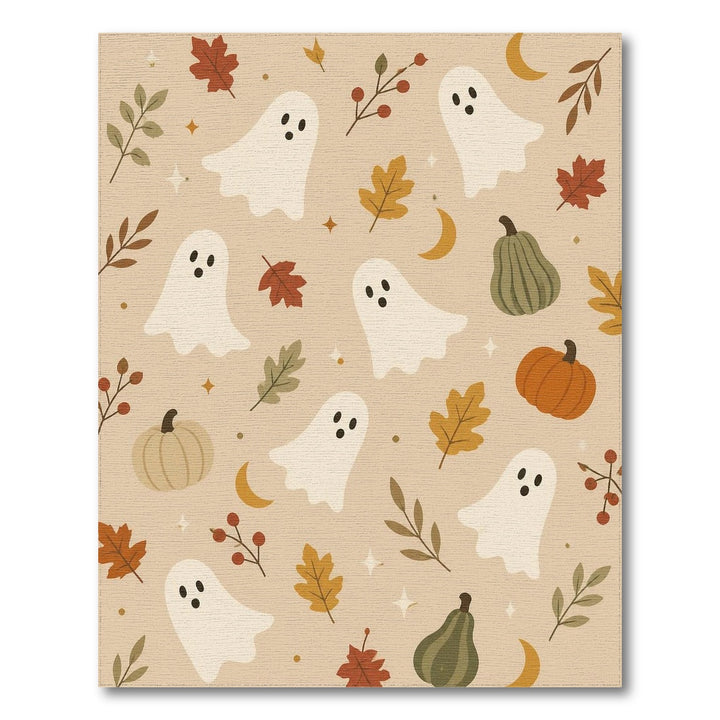 Ghost and Pumpkin Halloween Washable Area Rug