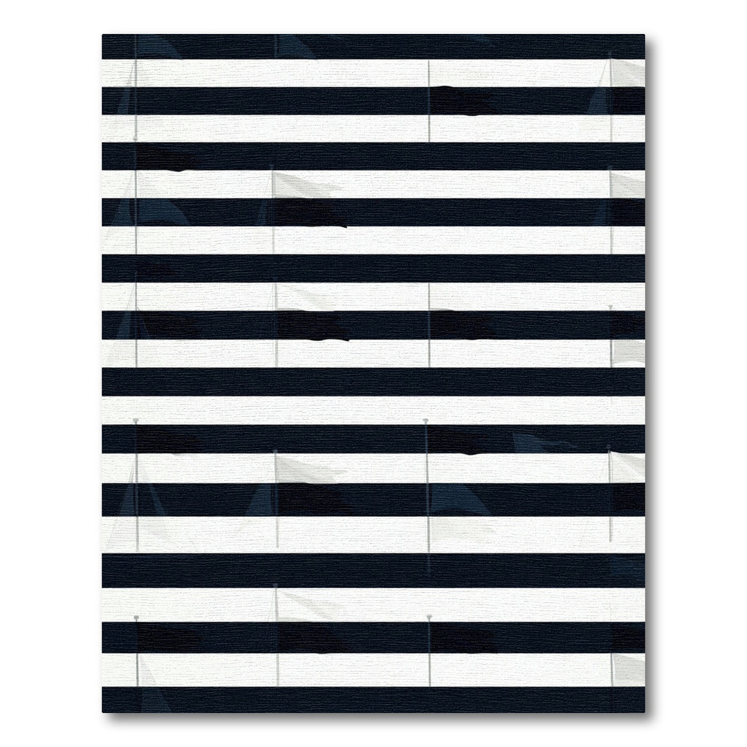 Navy White Horizontal Flag Stripe Rug