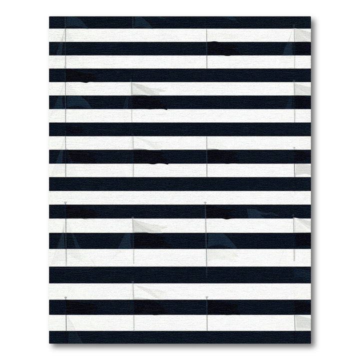 Navy White Horizontal Flag Stripe Rug