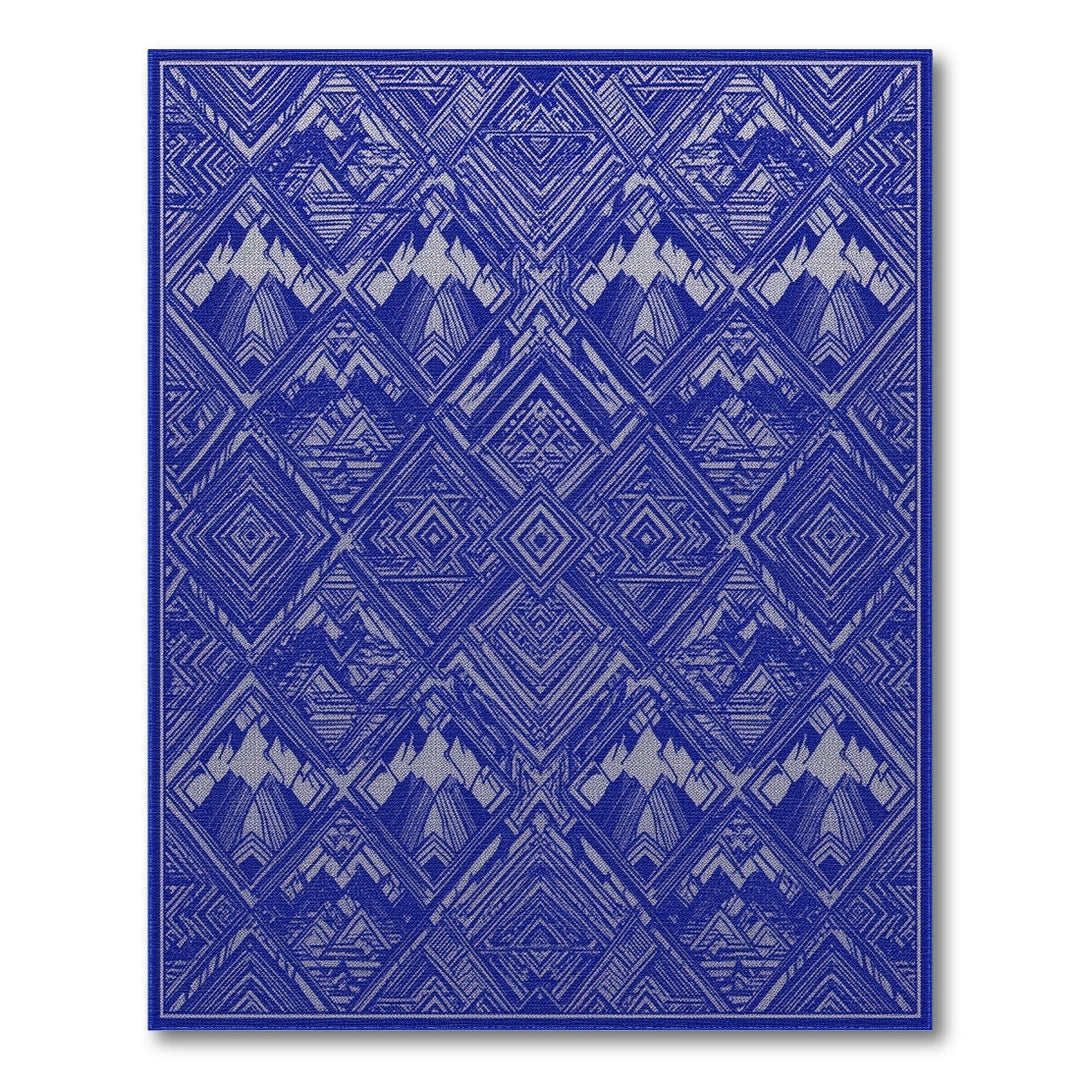 Blue Geometric Mountain Area Rug