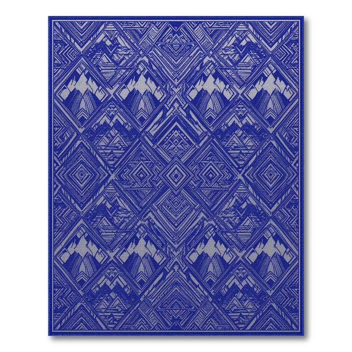 Blue Geometric Mountain Area Rug