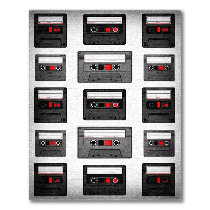 Vintage Cassette Black White Area Rug