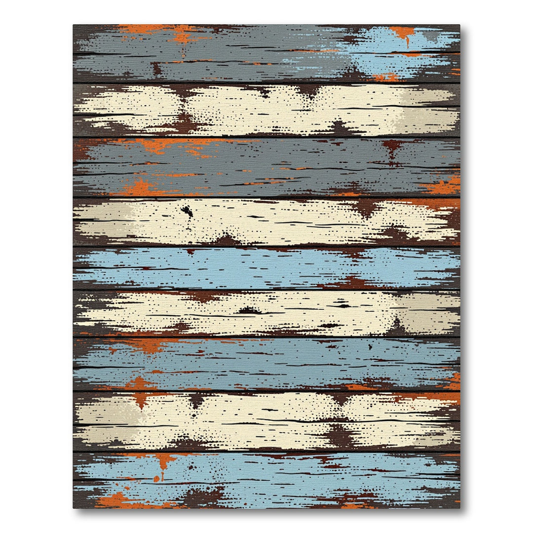 Distressed Blue Cream Wood Plank Rug