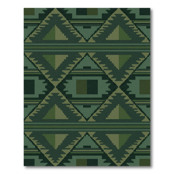 Deep Forest Green Geometric Diamond Rug