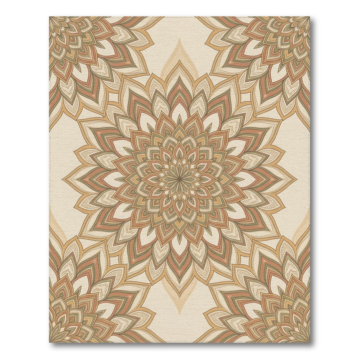 Earthy Tone Floral Mandala Medallion Rug