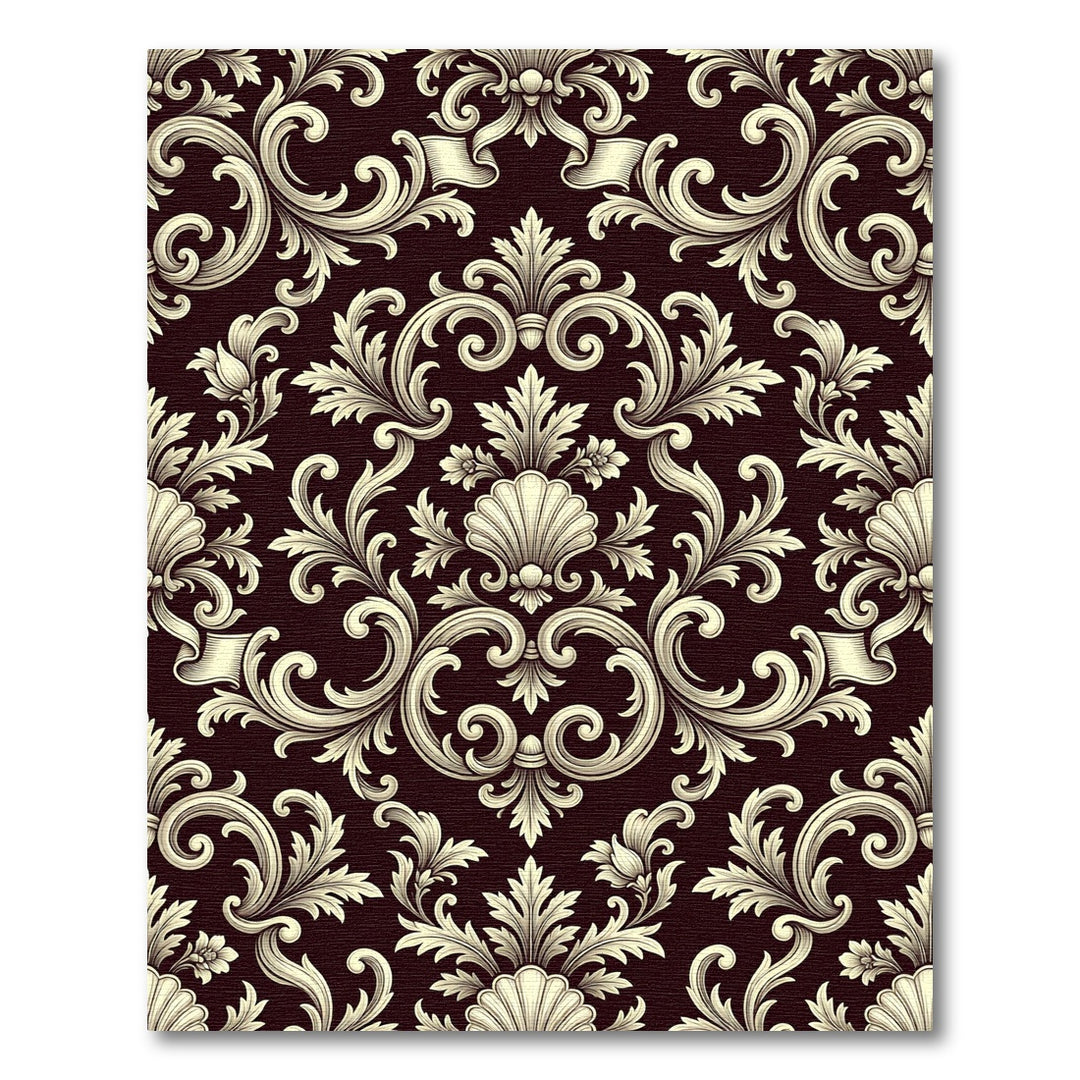 Cream Rococo Scrollwork Cream Swirls Rug