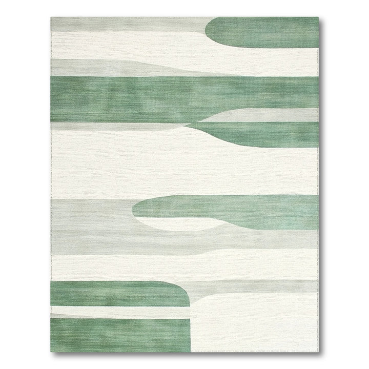 Green Abstract Wave Area Rug