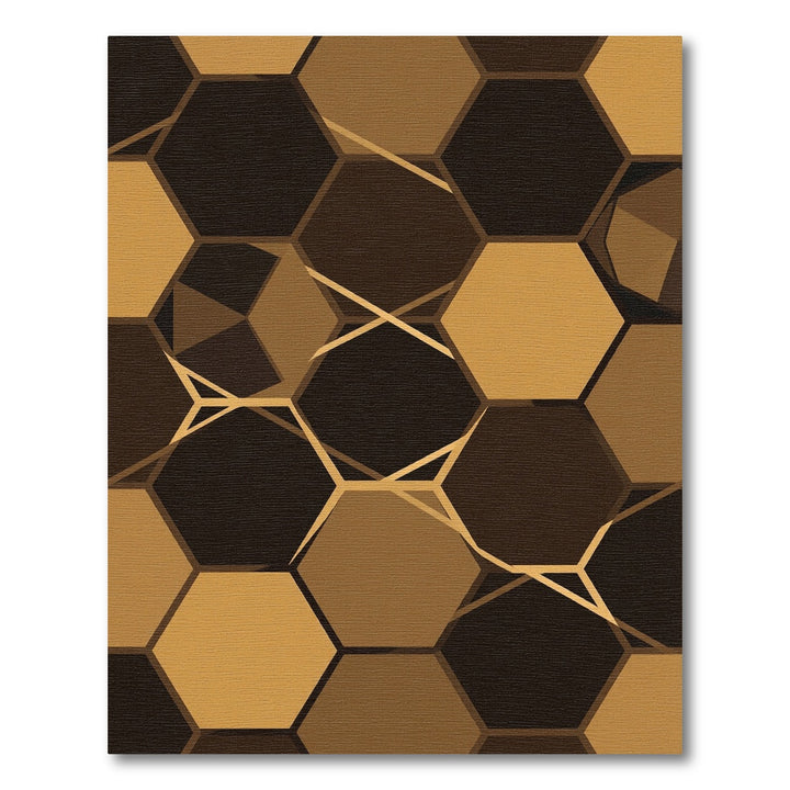 Brown Gold Hexagonal Tessellation Rug