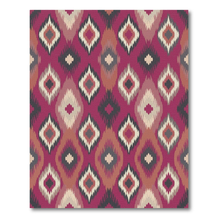 Crimson Abstract Diamond Medallion Rug