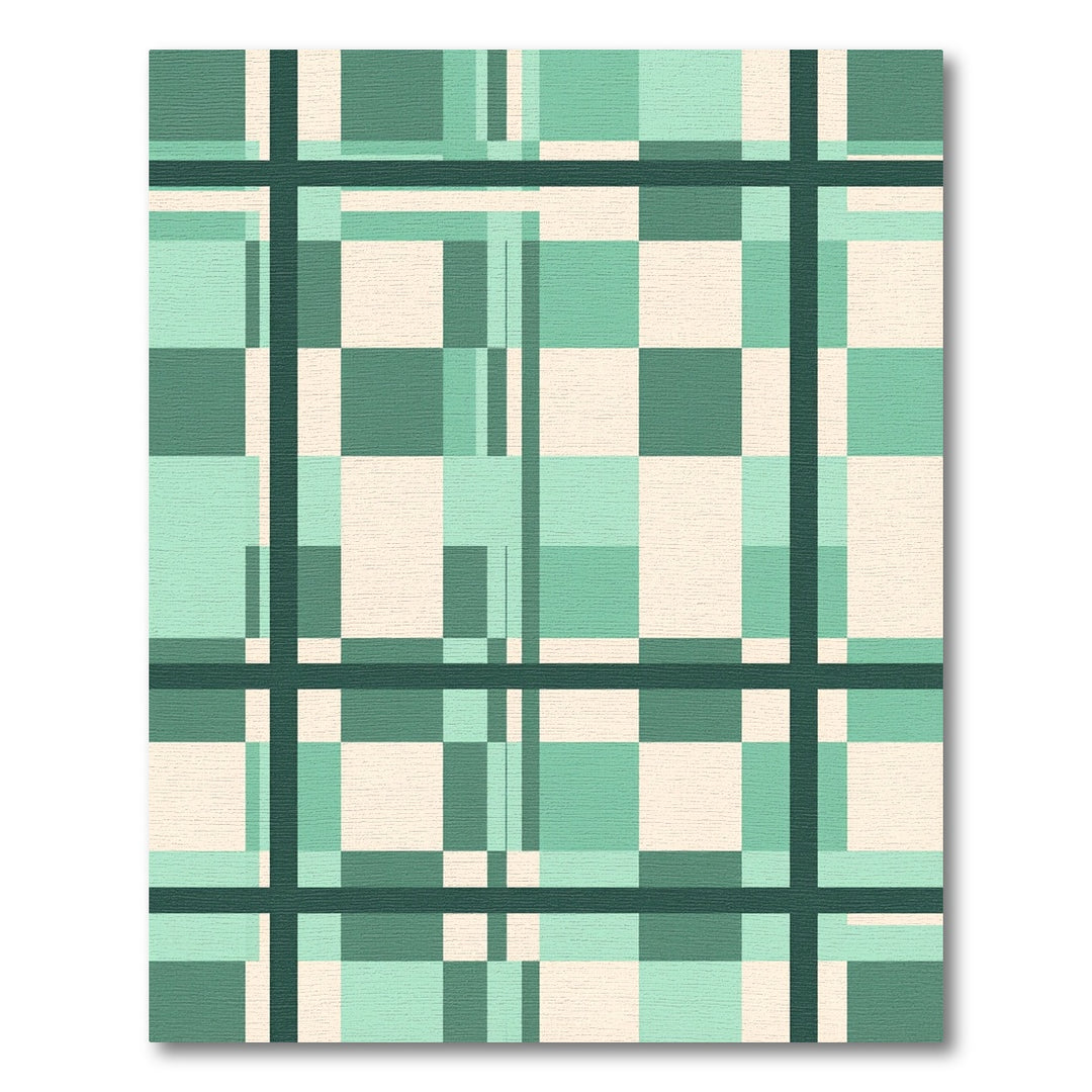Modern Teal Plaid Geometric Rug