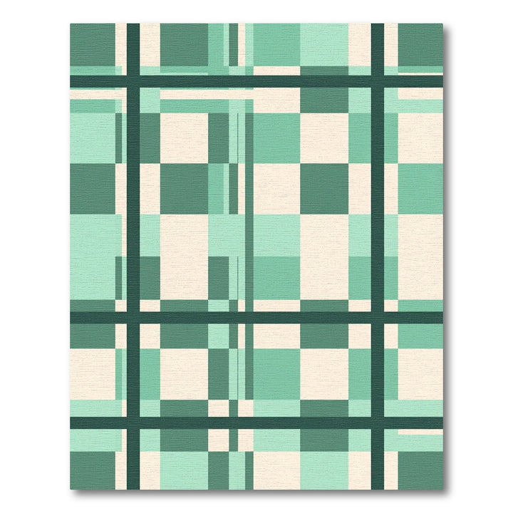 Modern Teal Plaid Geometric Rug