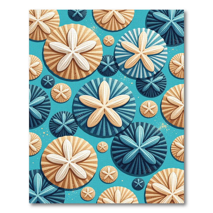 Aqua Starfish Seashell Medallion Rug