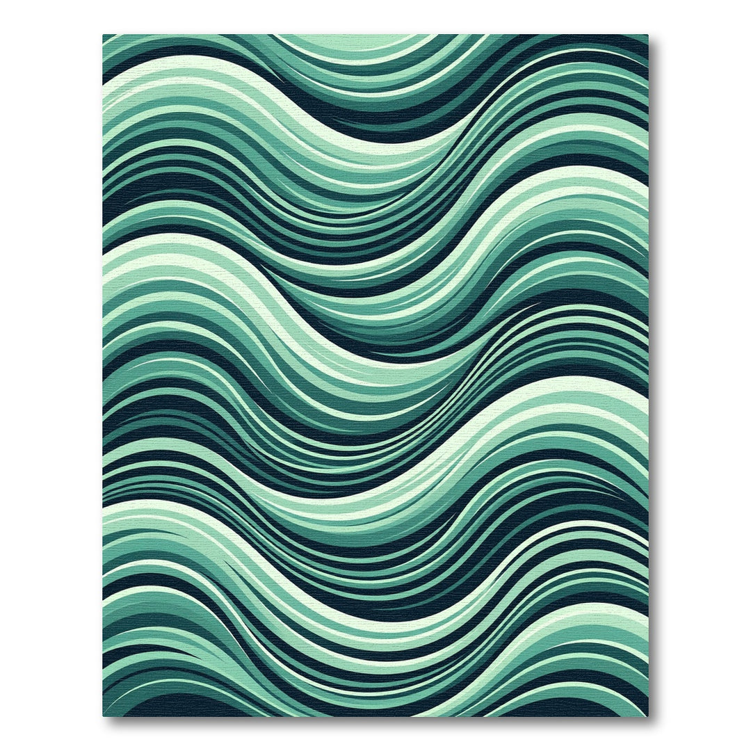 Teal Aqua Wave Stripe Rug