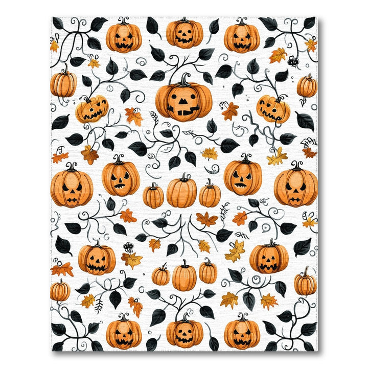 Orange Pumpkin Vine Washable Area Rug